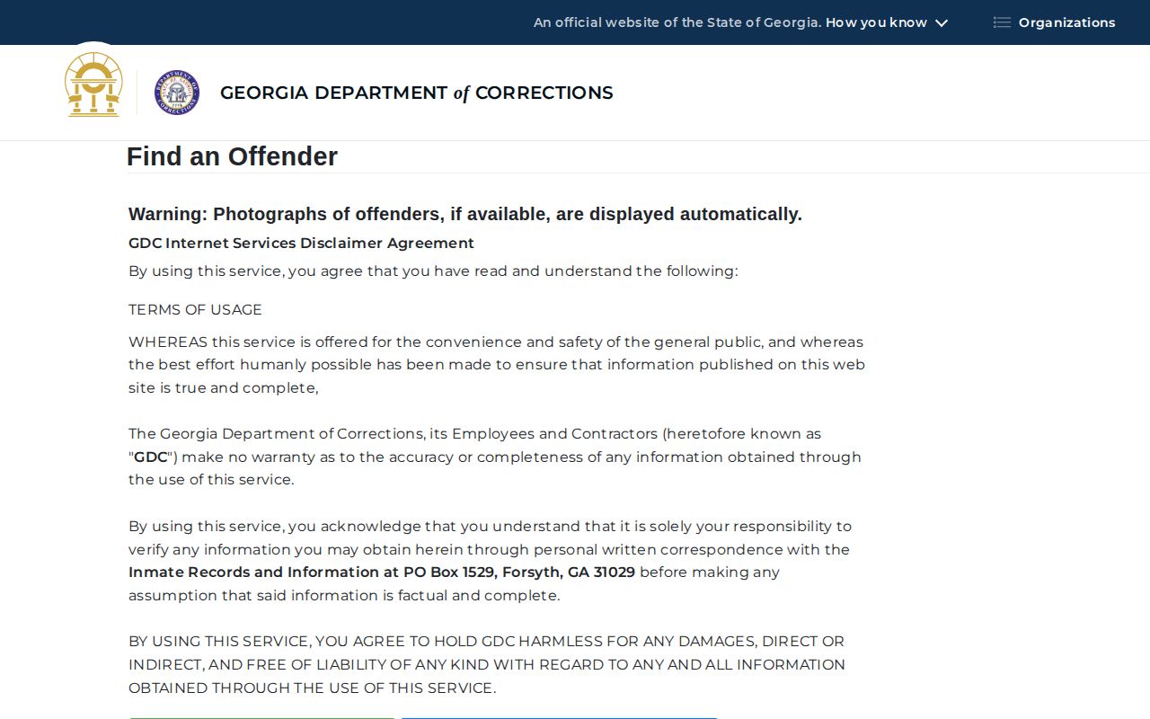 Georgia Department of Corrections offender query form for Henry County release research