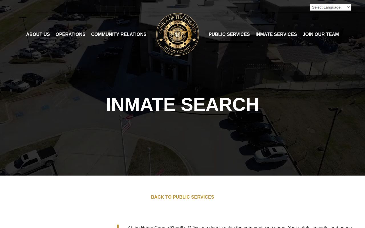 Henry County Sheriff inmate search entry point for current custody checks