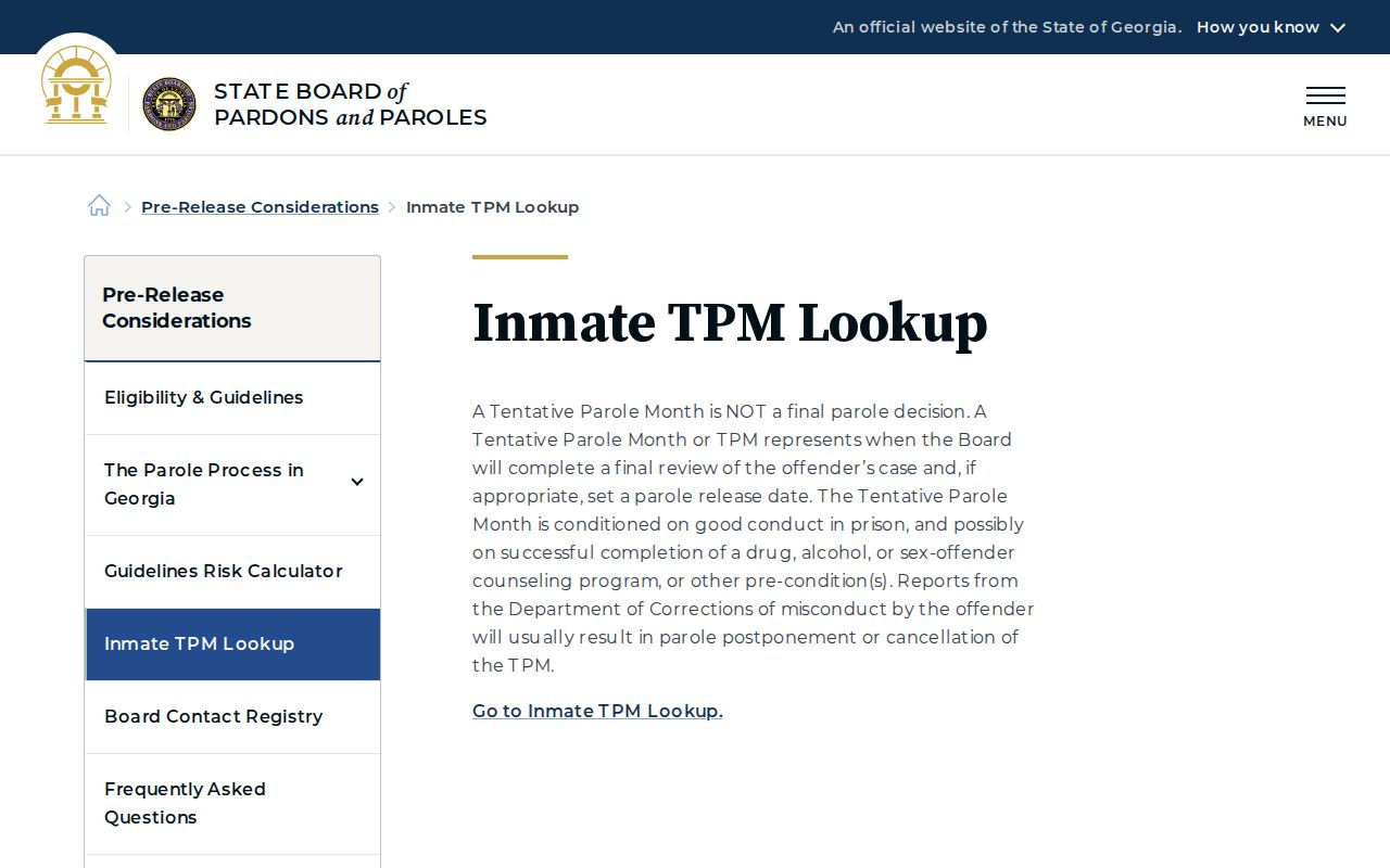 Henry County projected release date Georgia TPM lookup explanation