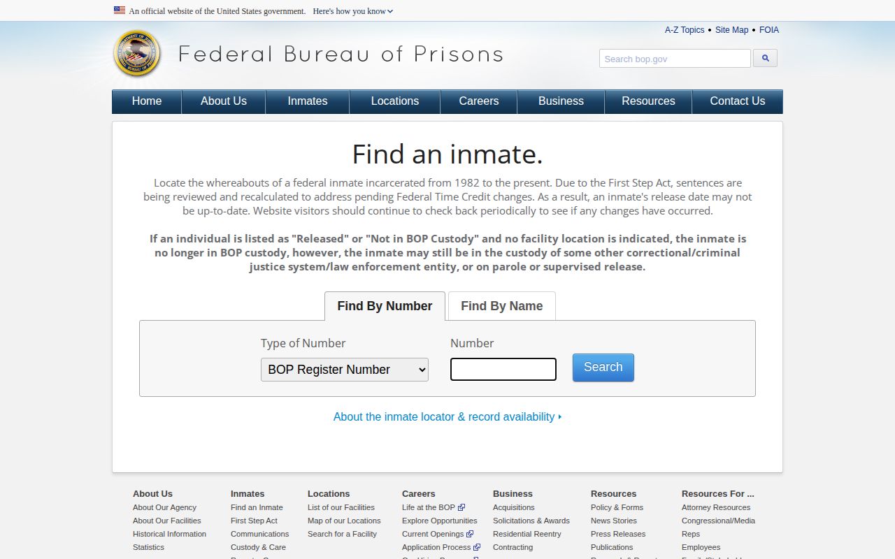 Henry County VINELink inmate check federal BOP release alternative